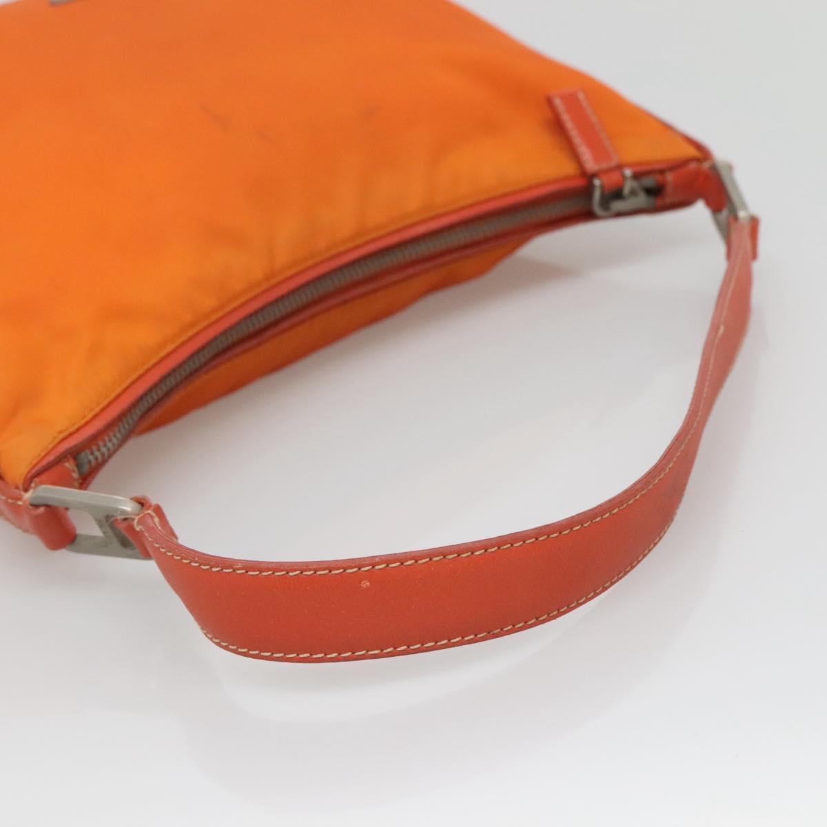 PRADA Shoulder Bag Nylon Orange Silver Auth 120954