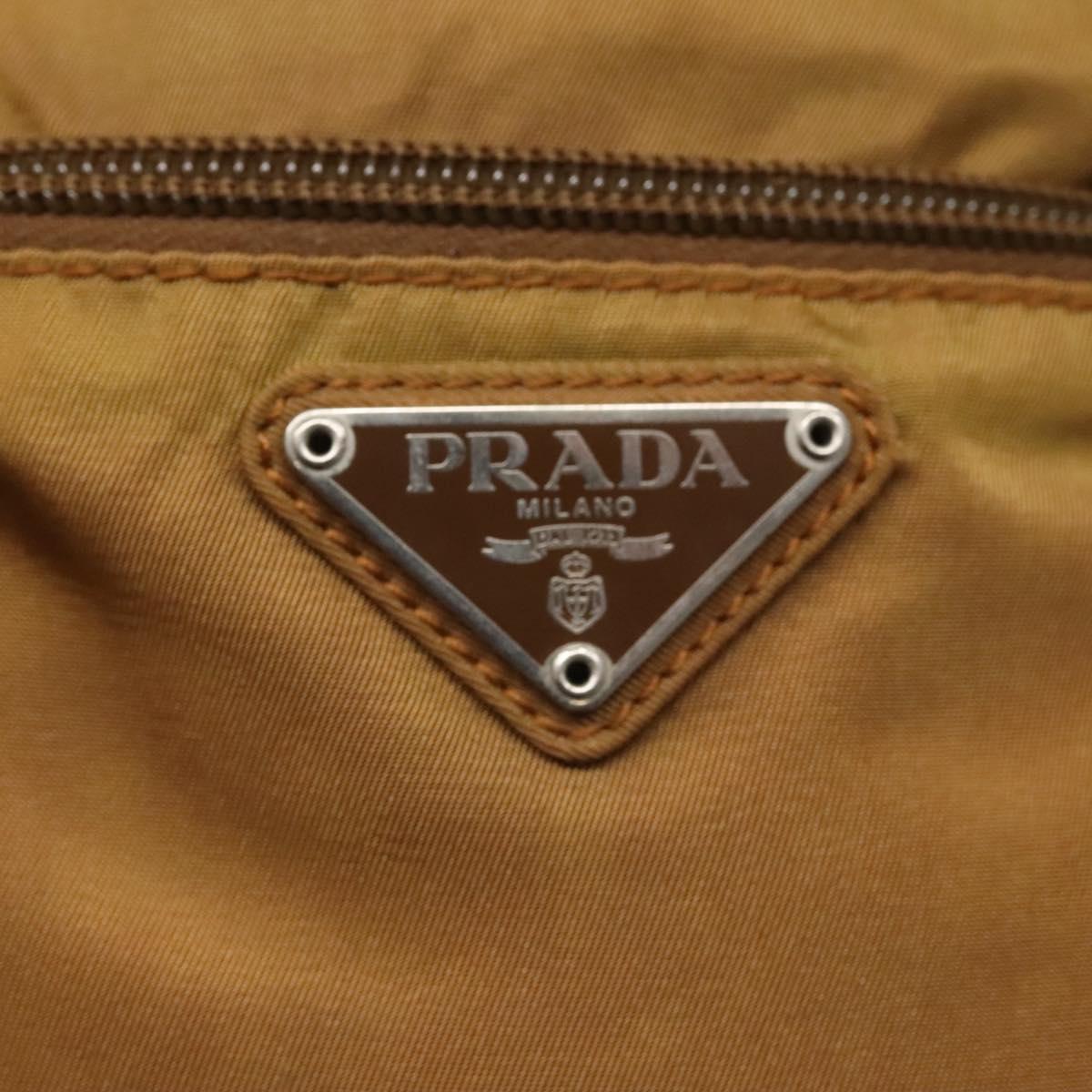 PRADA Shoulder Bag Nylon Brown Silver Auth 120961