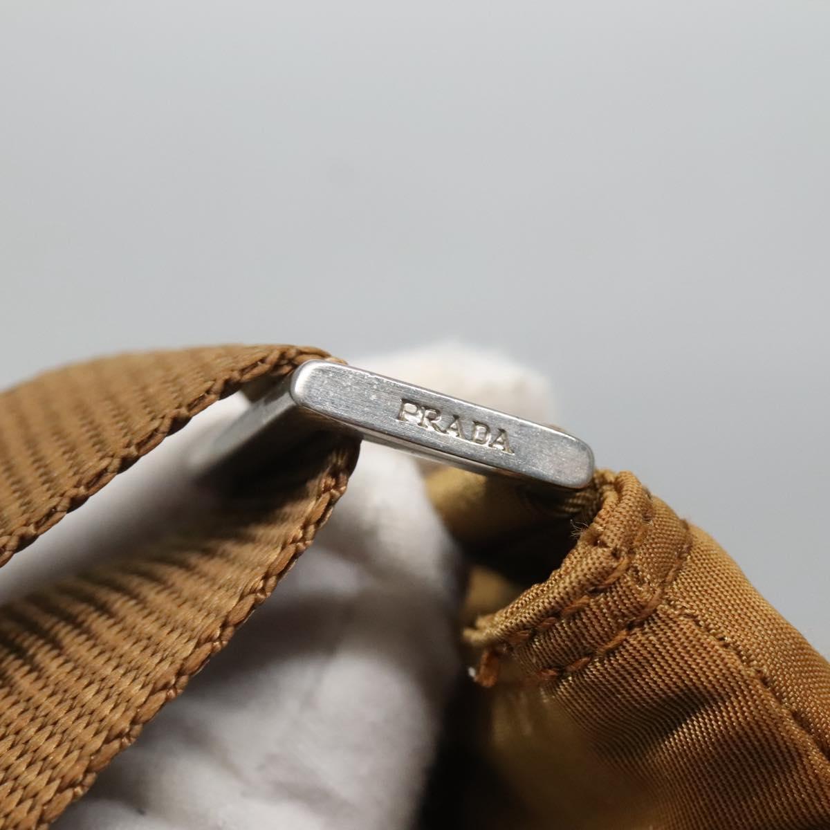 PRADA Shoulder Bag Nylon Brown Silver Auth 120961