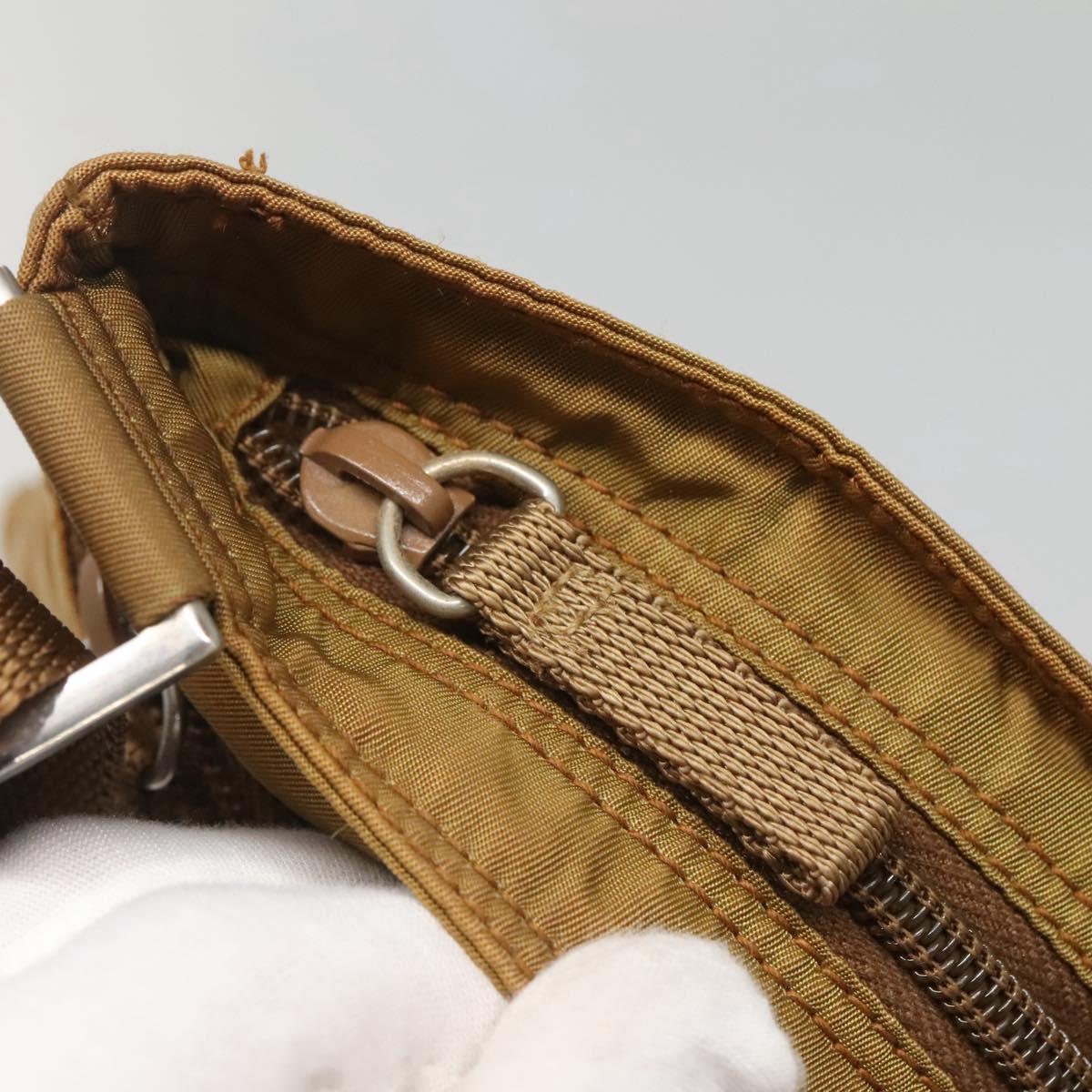 PRADA Shoulder Bag Nylon Brown Silver Auth 120961