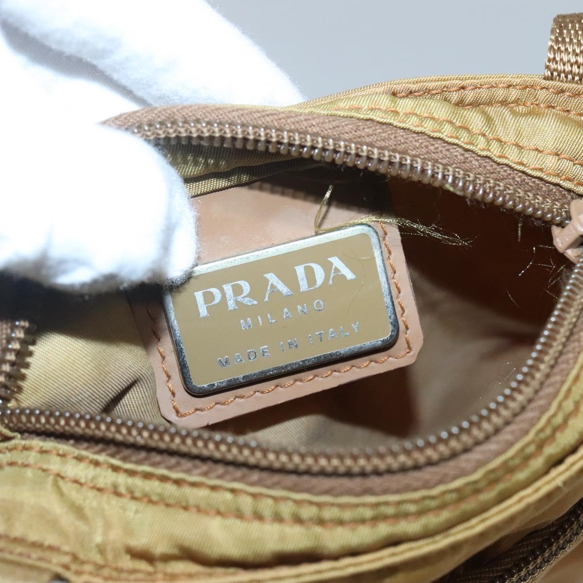 PRADA Shoulder Bag Nylon Brown Silver Auth 120961