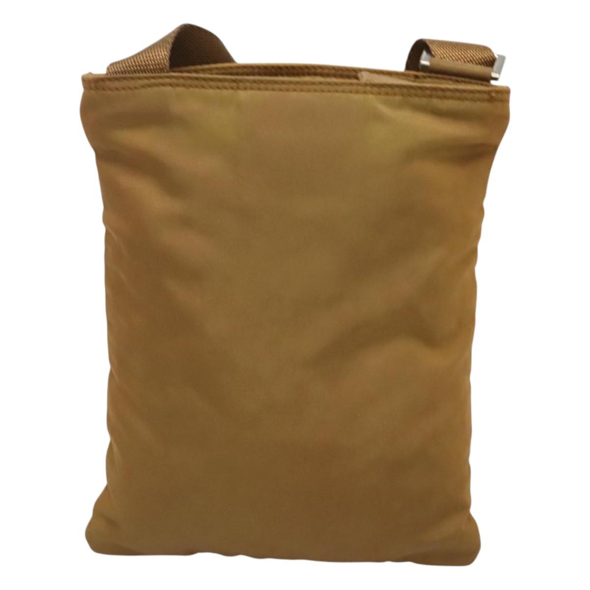 PRADA Shoulder Bag Nylon Brown Silver Auth 120961