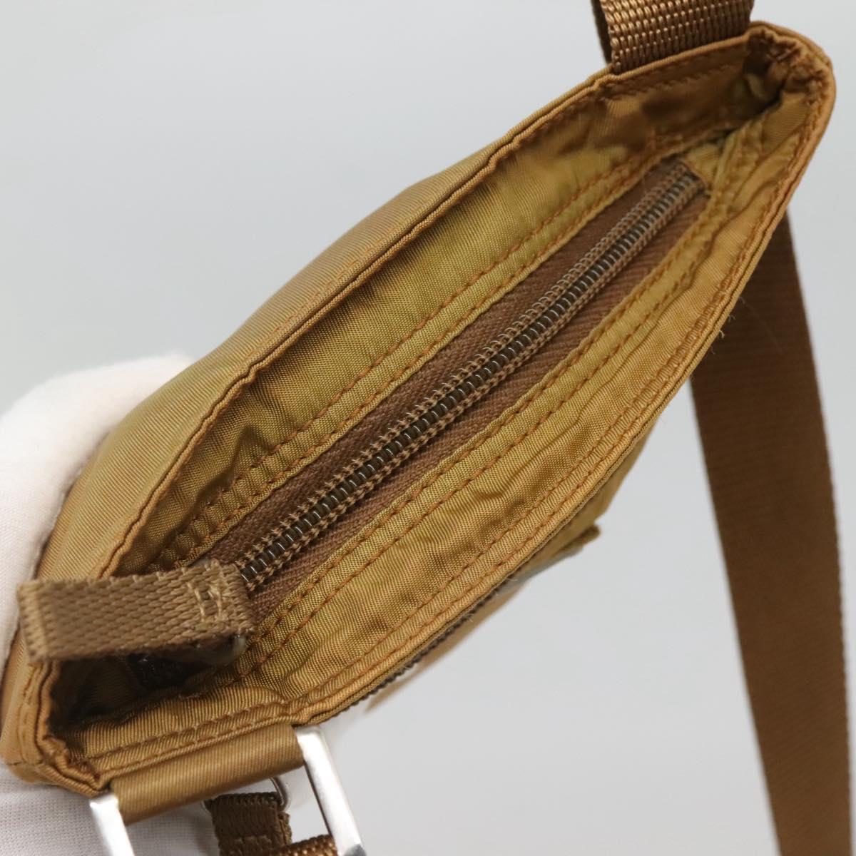 PRADA Shoulder Bag Nylon Brown Silver Auth 120961