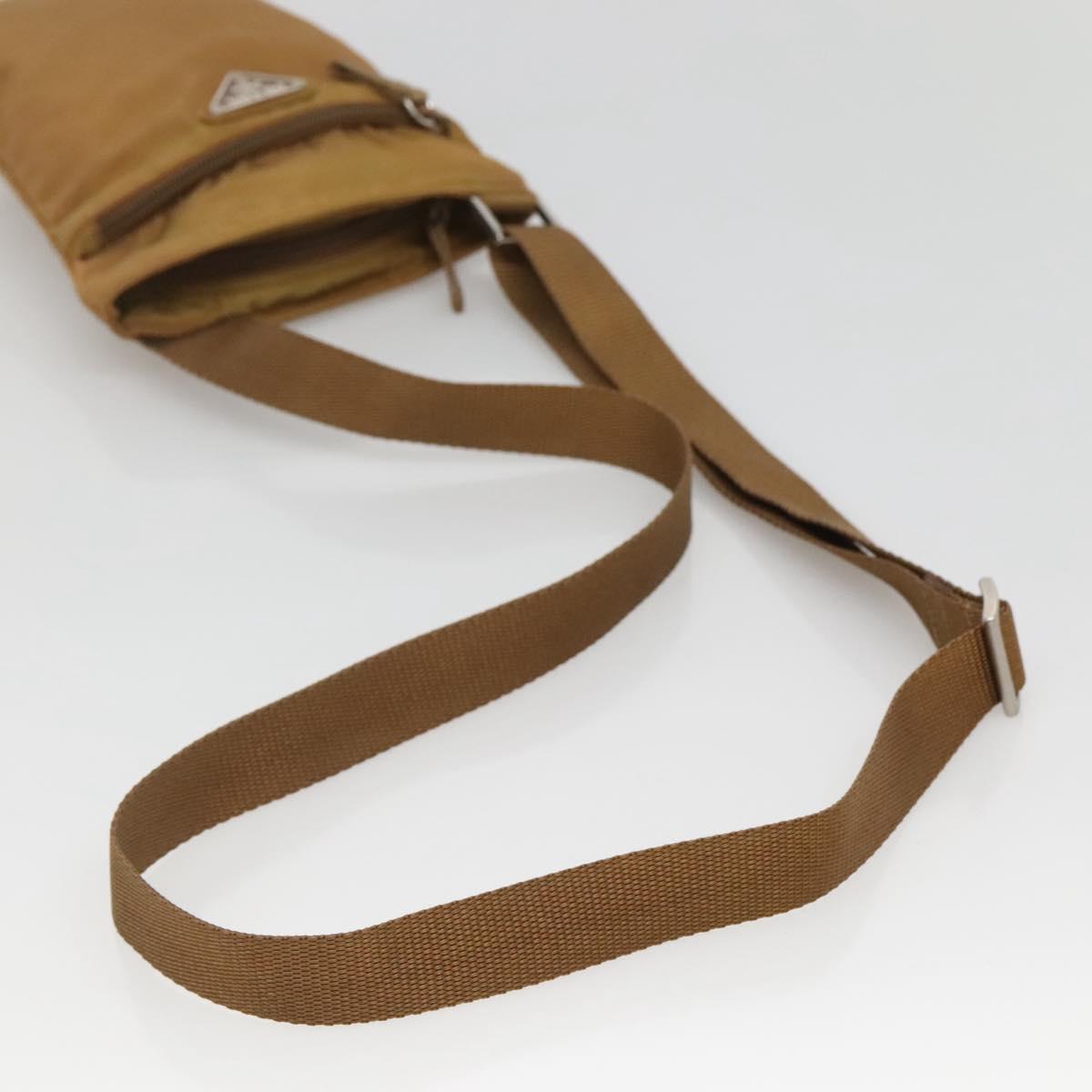 PRADA Shoulder Bag Nylon Brown Silver Auth 120961