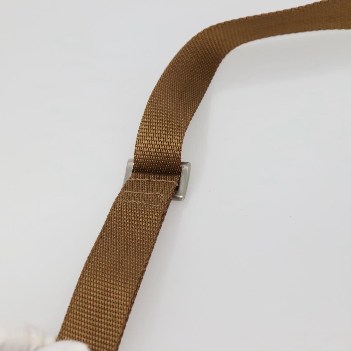 PRADA Shoulder Bag Nylon Brown Silver Auth 120961