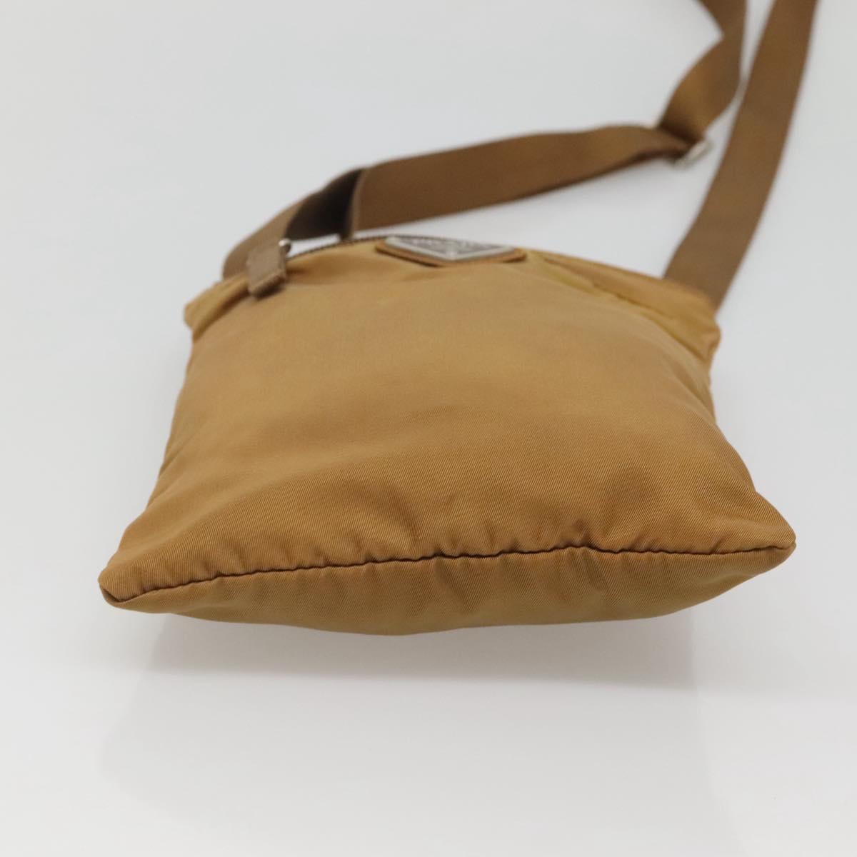 PRADA Shoulder Bag Nylon Brown Silver Auth 120961