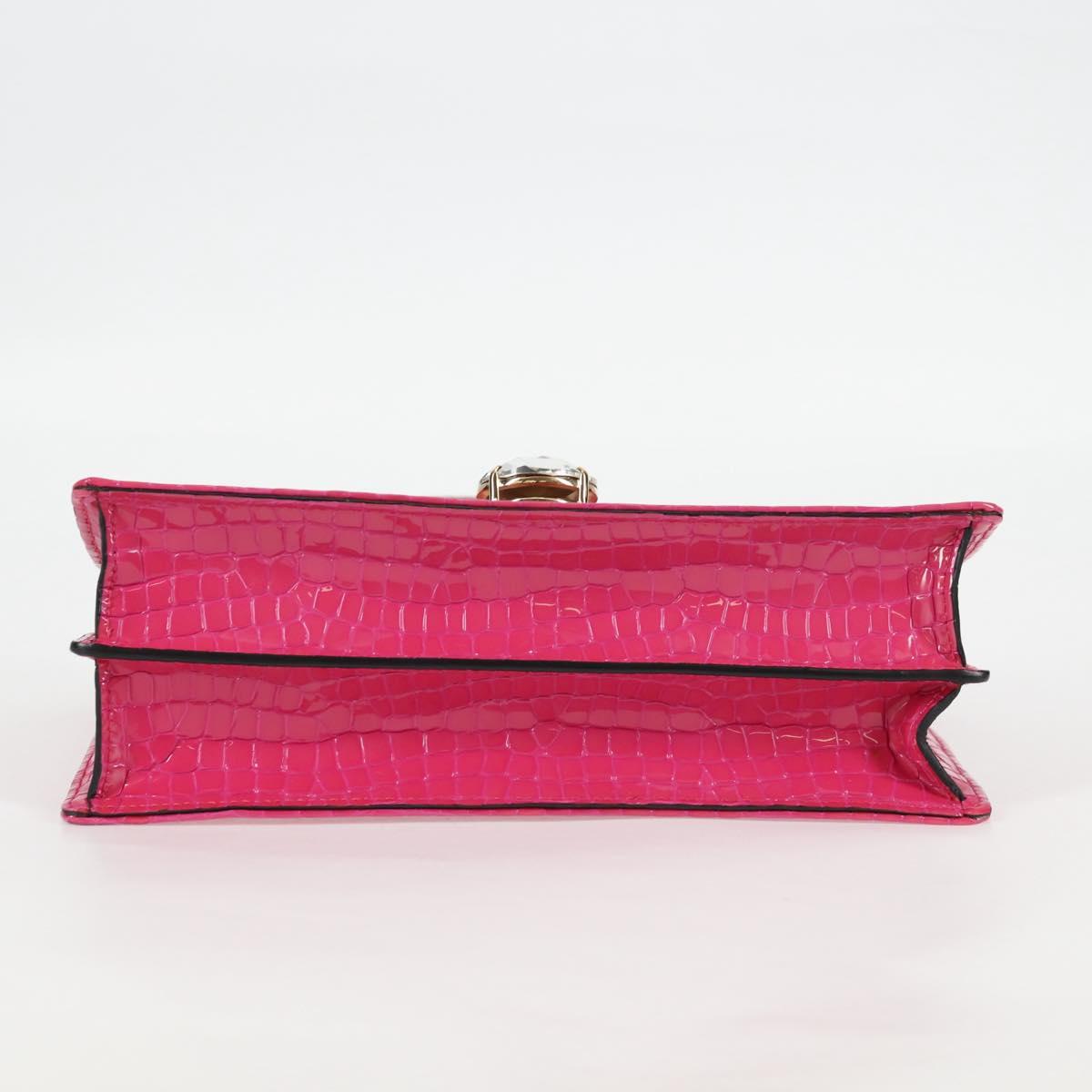 Miu Miu Chain Shoulder Bag Canvas Leather 2way Pink Gold Auth 120964AM