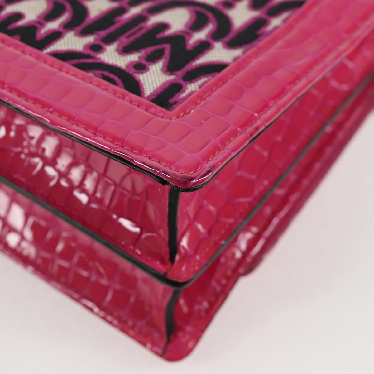 Miu Miu Chain Shoulder Bag Canvas Leather 2way Pink Gold Auth 120964AM