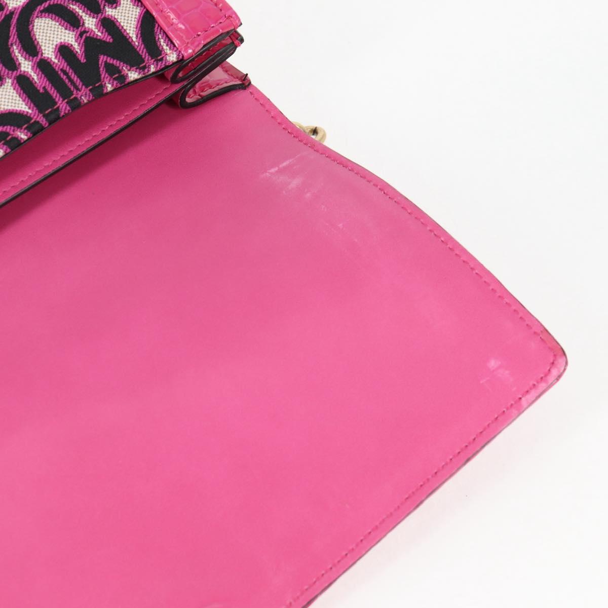 Miu Miu Chain Shoulder Bag Canvas Leather 2way Pink Gold Auth 120964SAM