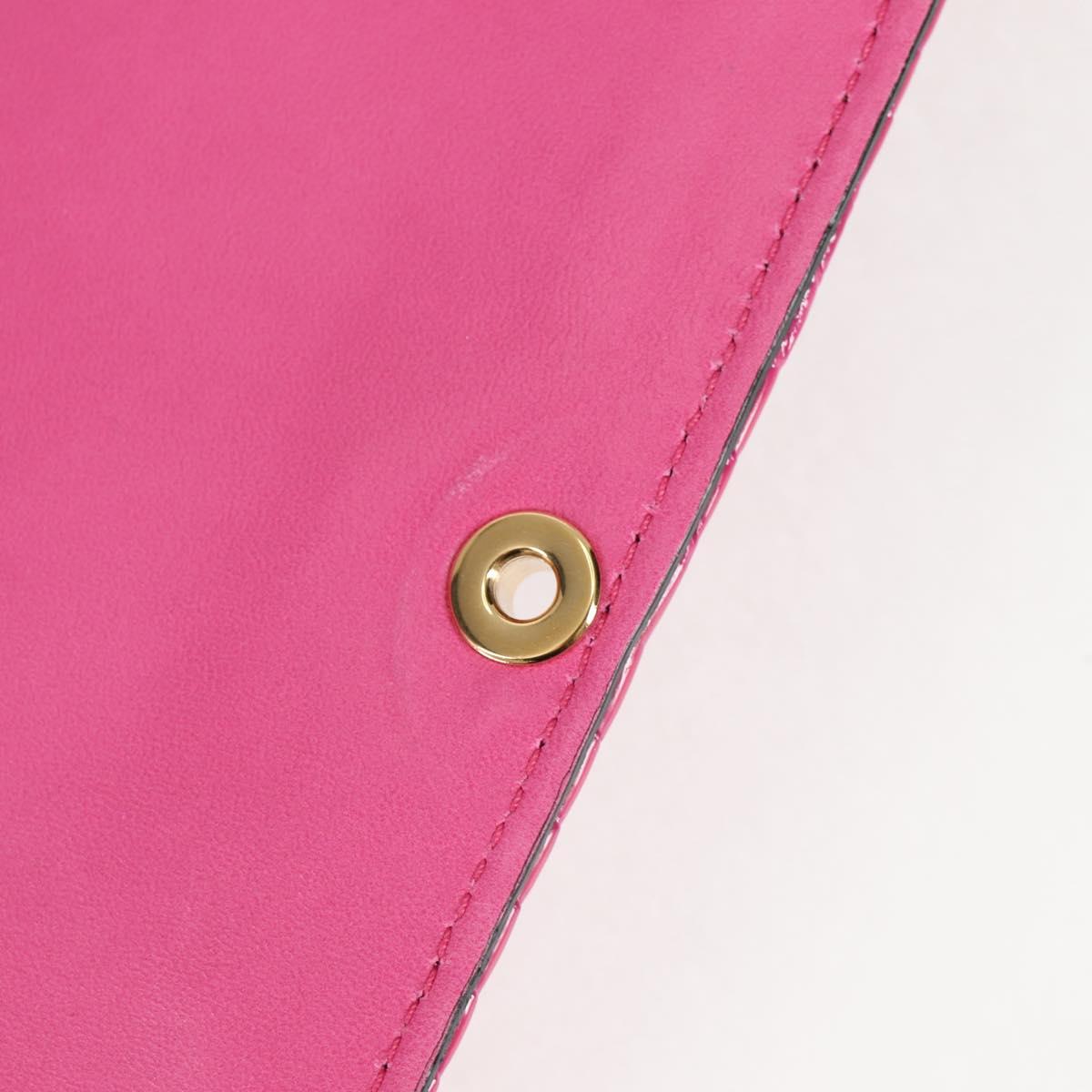 Miu Miu Chain Shoulder Bag Canvas Leather 2way Pink Gold Auth 120964SAM