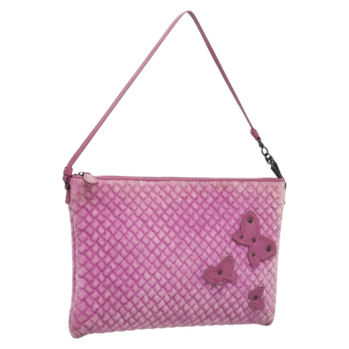 BOTTEGA VENETA Shoulder Bag Velor Purple Auth 120966