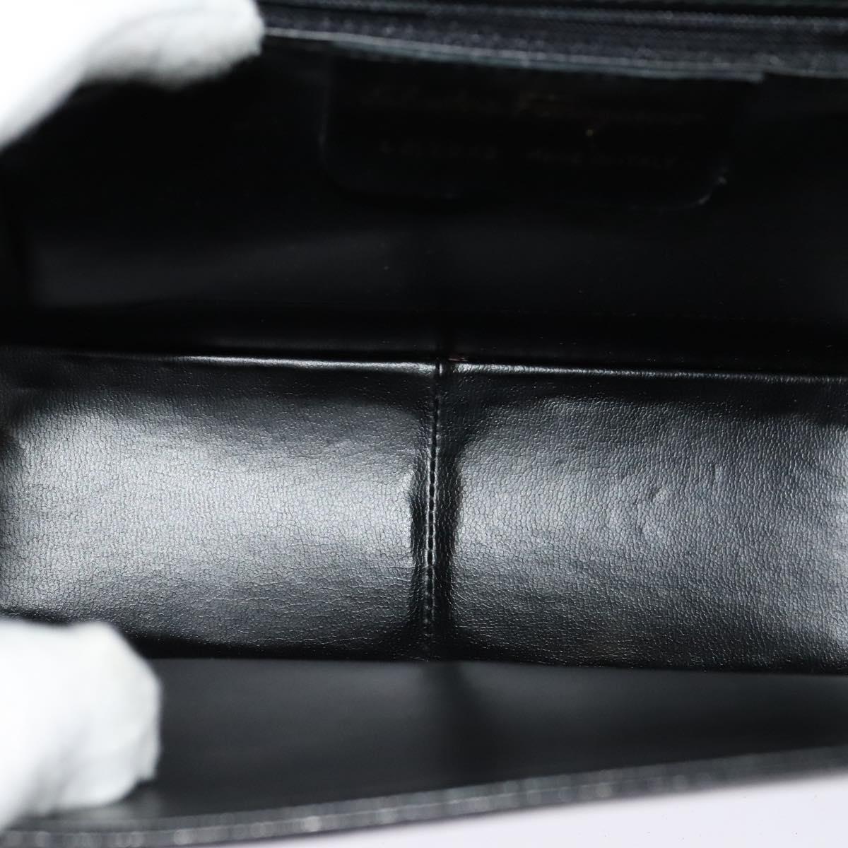 Salvatore Ferragamo Hand Bag Leather 2way Gold Black Auth 120974