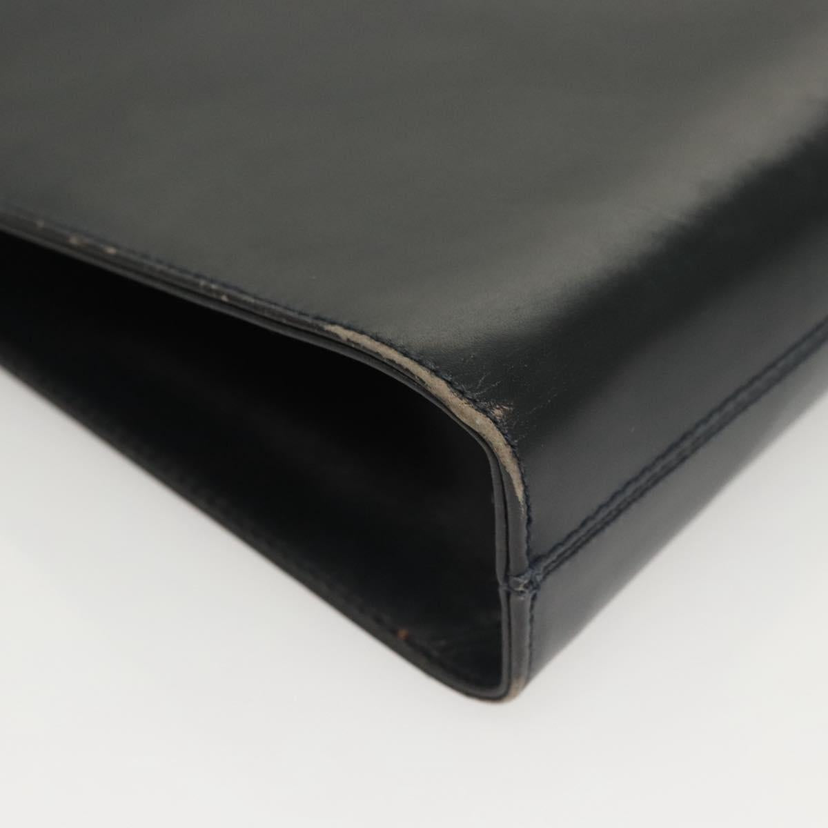 Salvatore Ferragamo Gancini Chain Shoulder Bag Leather Black Gold Auth 120975