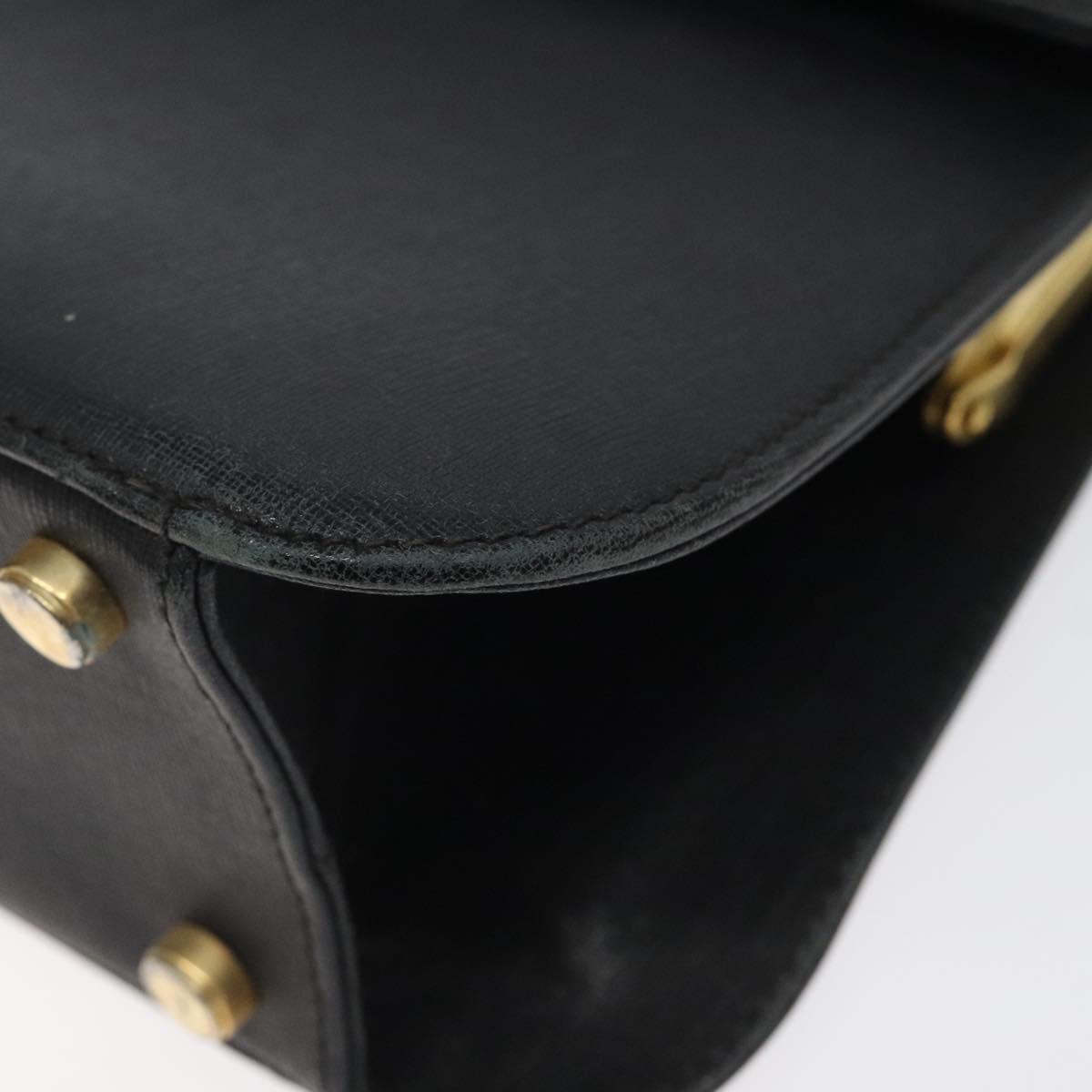 Salvatore Ferragamo Gancini Hand Bag Leather Black Gold Auth 120976