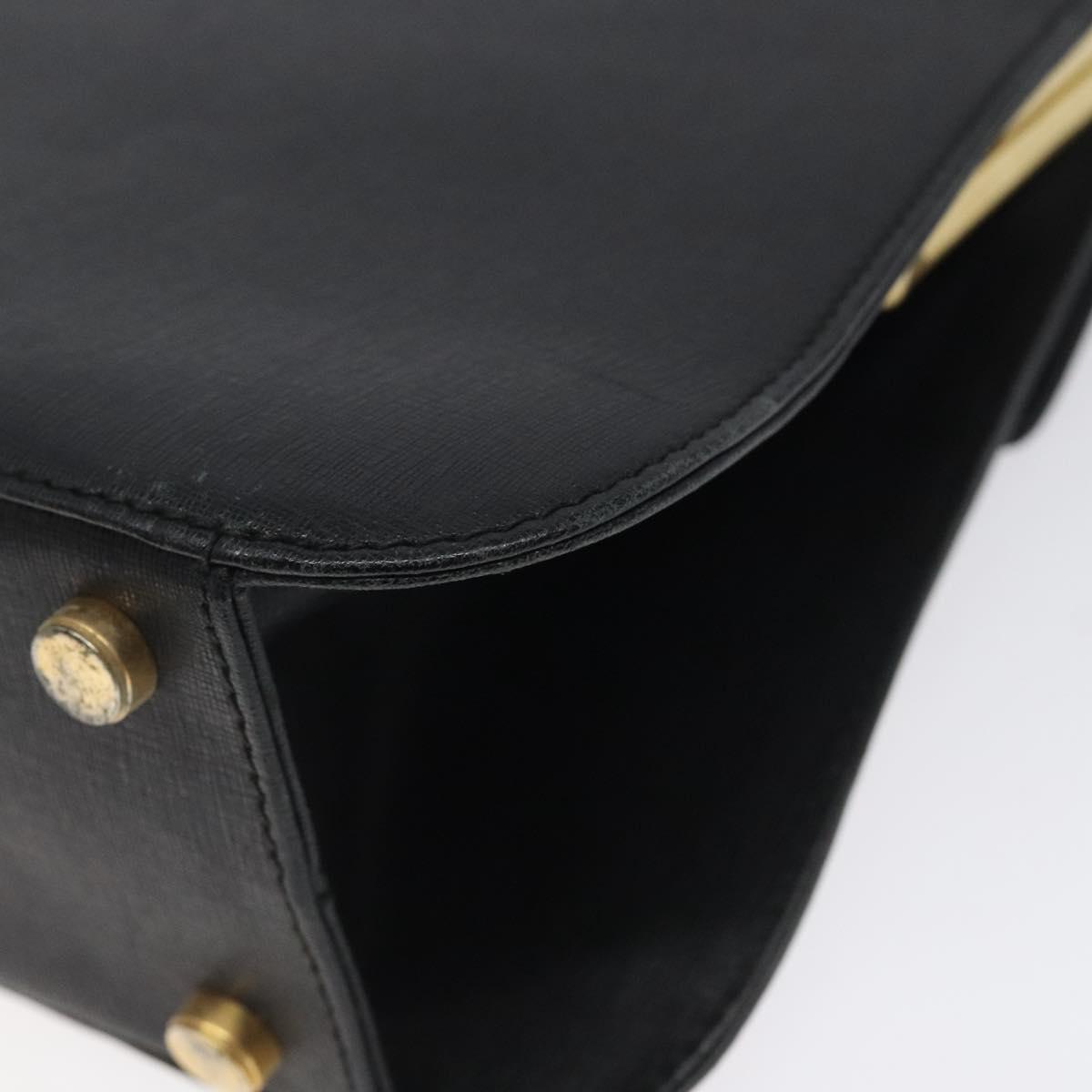 Salvatore Ferragamo Gancini Hand Bag Leather Black Gold Auth 120976