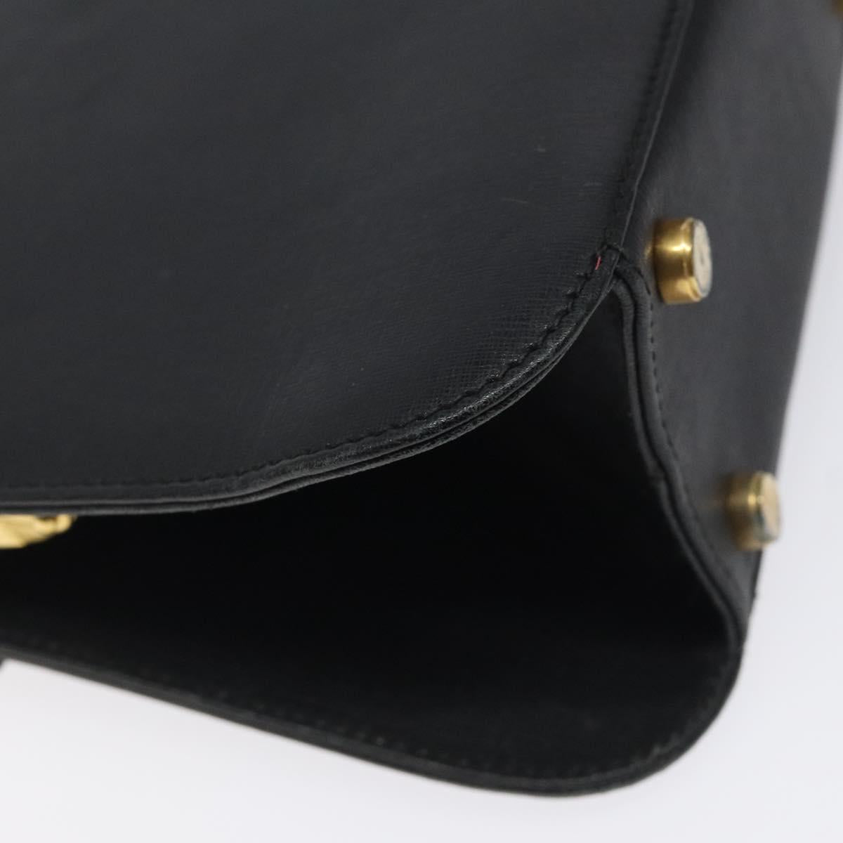 Salvatore Ferragamo Gancini Hand Bag Leather Black Gold Auth 120976