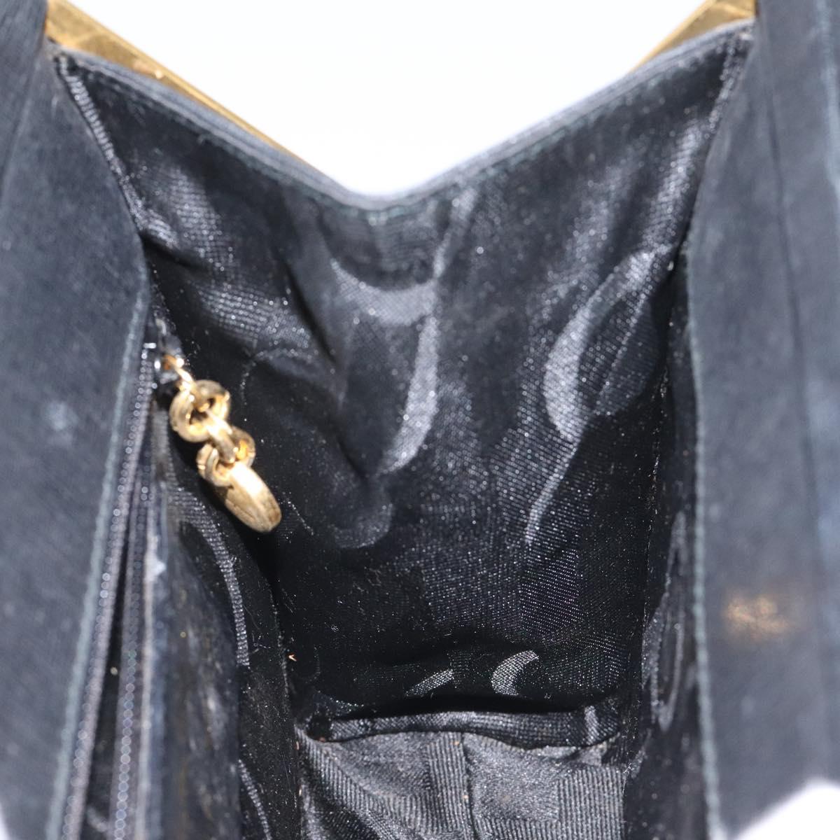 Salvatore Ferragamo Gancini Hand Bag Leather Black Gold Auth 120976