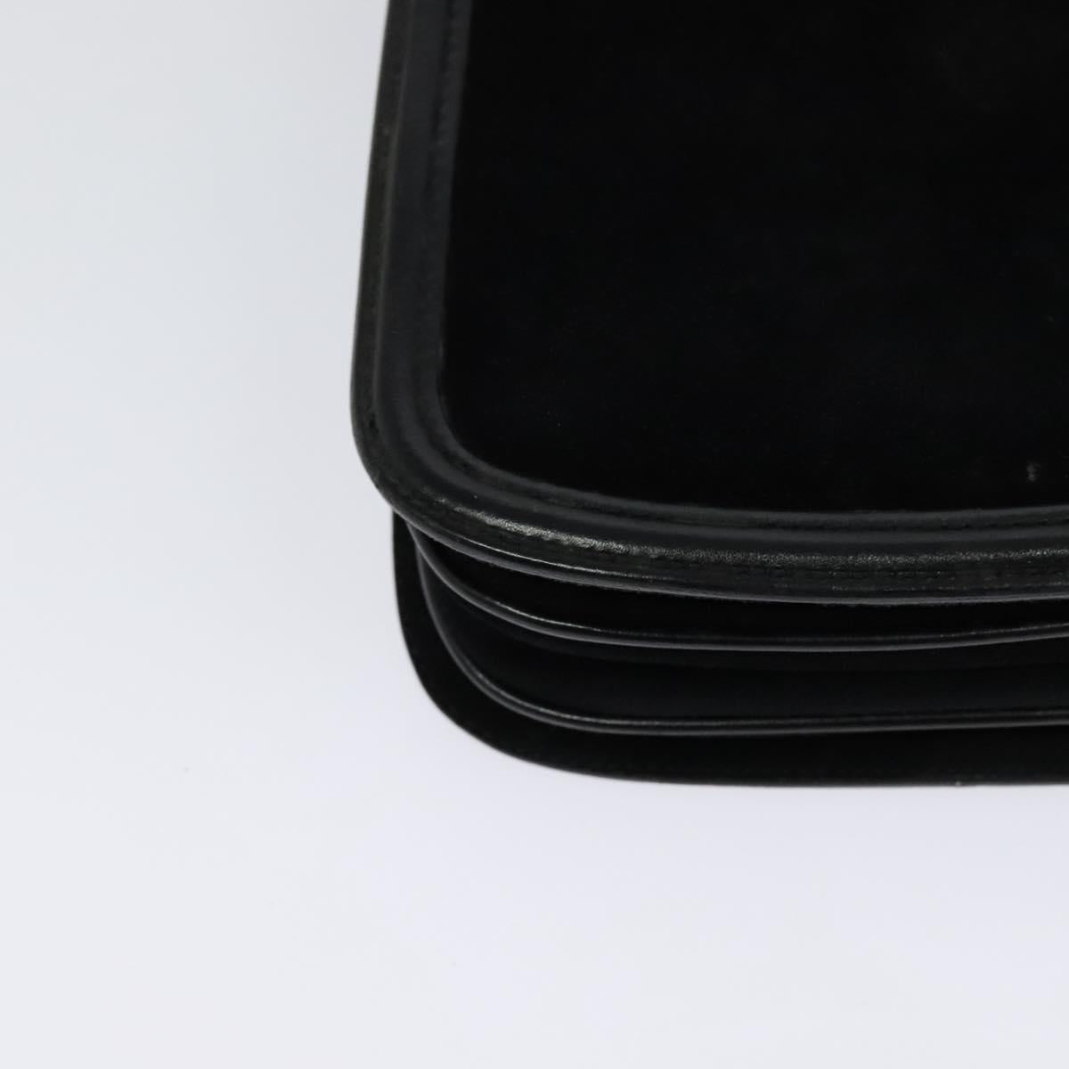 Salvatore Ferragamo Gancini Chain Shoulder Bag Suede Black Gold Auth 120977