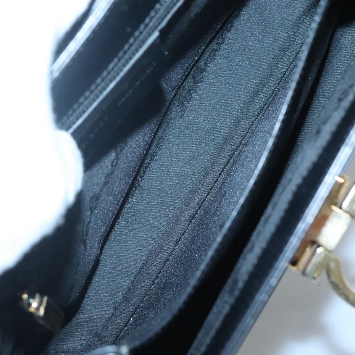 Salvatore Ferragamo Gancini Hand Bag Leather 2way Black Gold Auth 120978