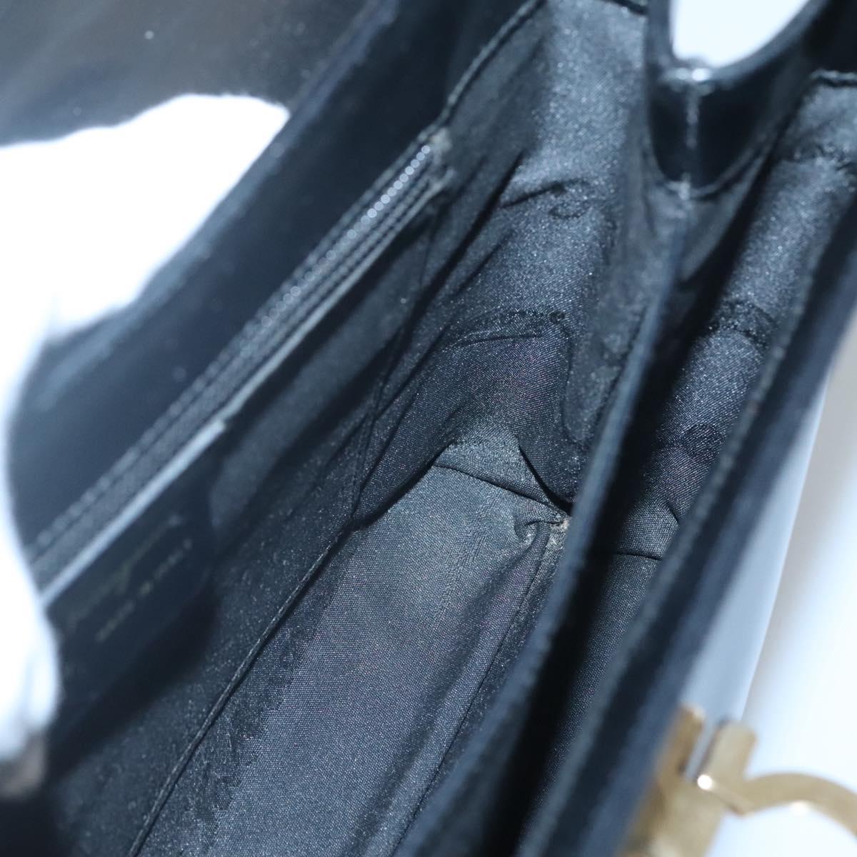 Salvatore Ferragamo Gancini Hand Bag Leather 2way Black Gold Auth 120978