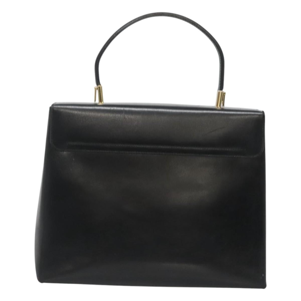 Salvatore Ferragamo Gancini Hand Bag Leather 2way Black Gold Auth 120978