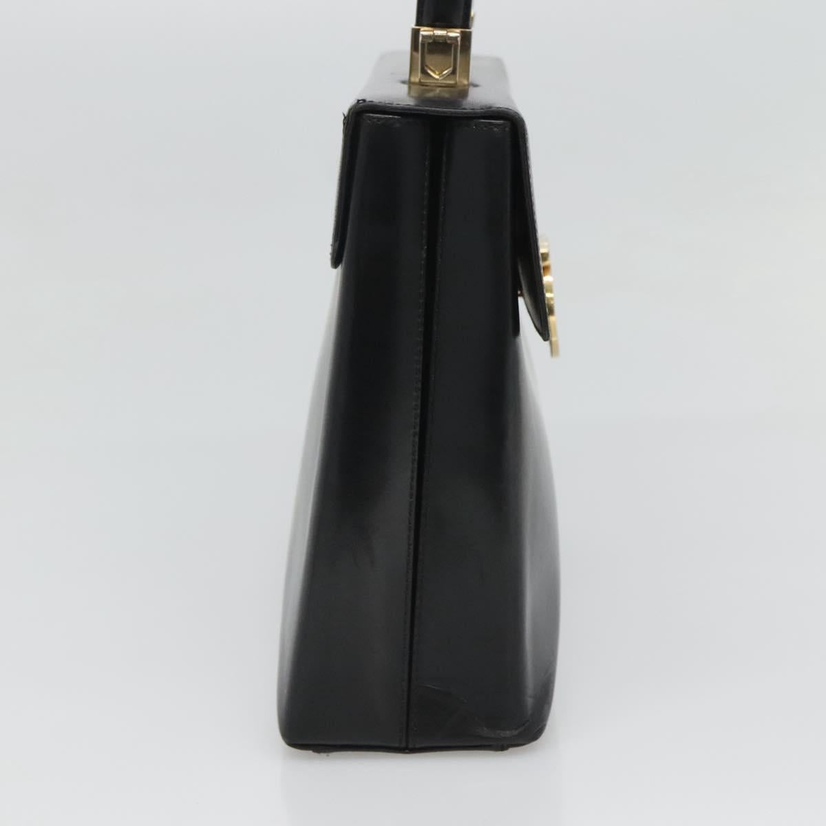 Salvatore Ferragamo Gancini Hand Bag Leather 2way Black Gold Auth 120978