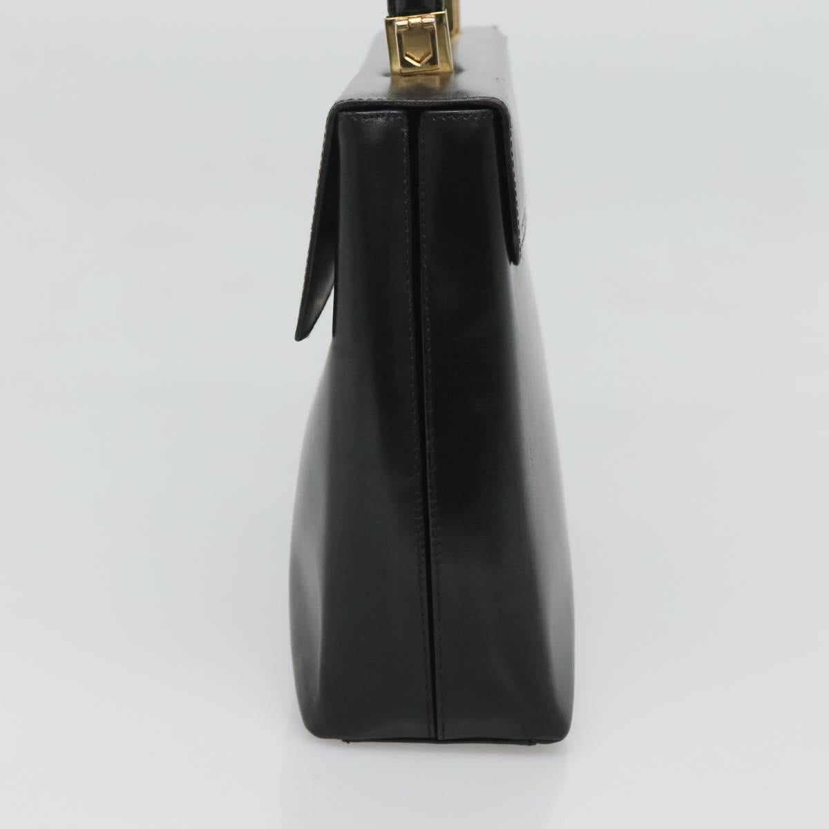 Salvatore Ferragamo Gancini Hand Bag Leather 2way Black Gold Auth 120978