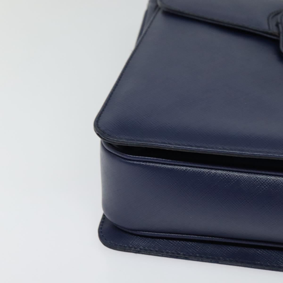 Salvatore Ferragamo Gancini Hand Bag Leather 2way Navy Gold Auth 120979