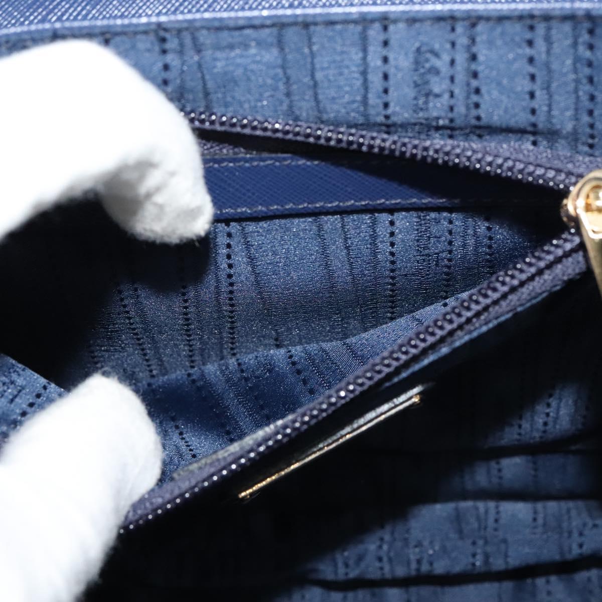 Salvatore Ferragamo Gancini Hand Bag Leather 2way Navy Gold Auth 120979