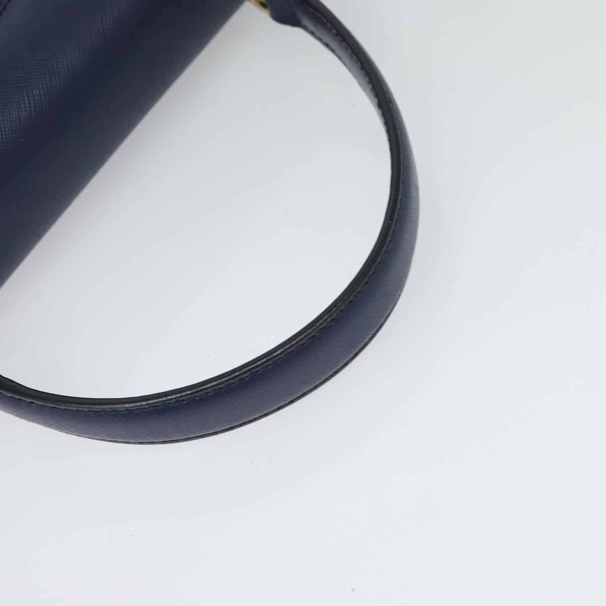 Salvatore Ferragamo Gancini Hand Bag Leather 2way Navy Gold Auth 120979