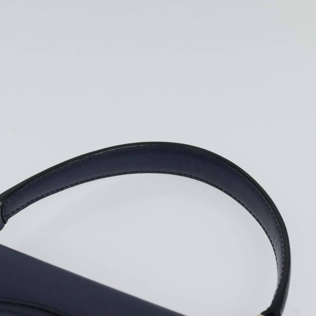 Salvatore Ferragamo Gancini Hand Bag Leather 2way Navy Gold Auth 120979