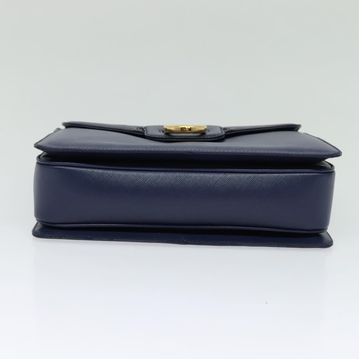 Salvatore Ferragamo Gancini Hand Bag Leather 2way Navy Gold Auth 120979