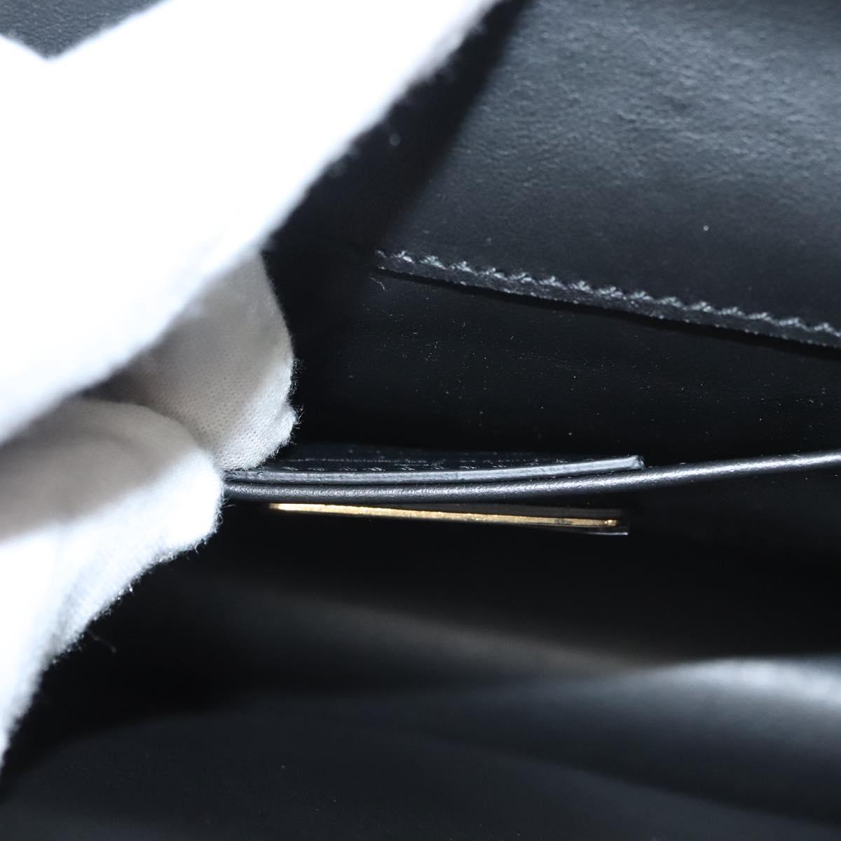 Salvatore Ferragamo Gancini Chain Shoulder Bag Leather Black Gold Auth 120981