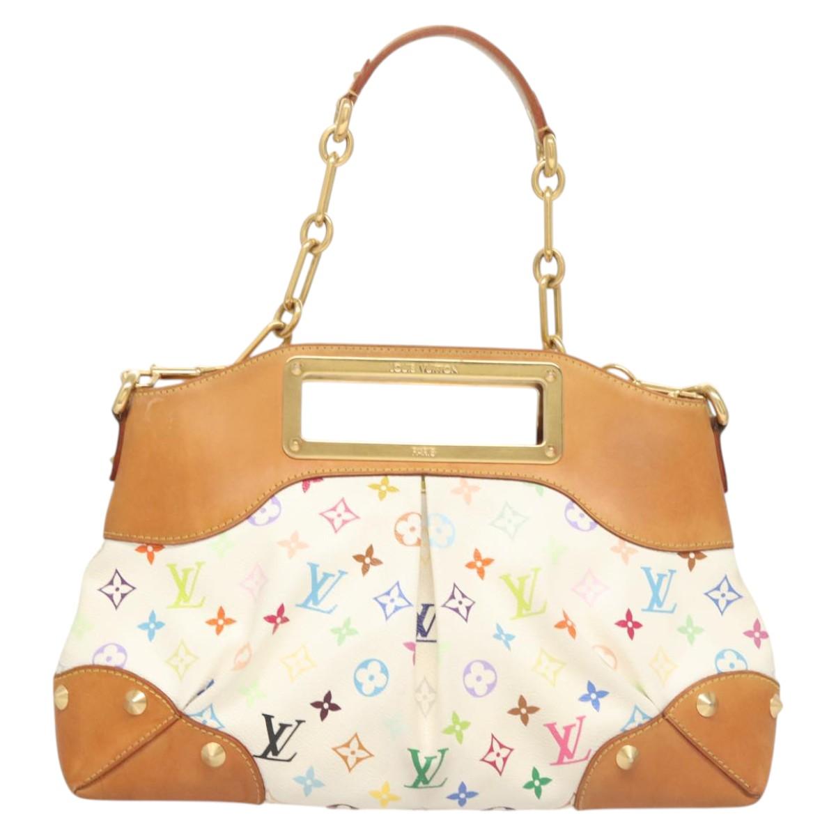 LOUIS VUITTON Monogram Multicolor Judy MM Hand Bag 2Way White M40255 Auth 121060
