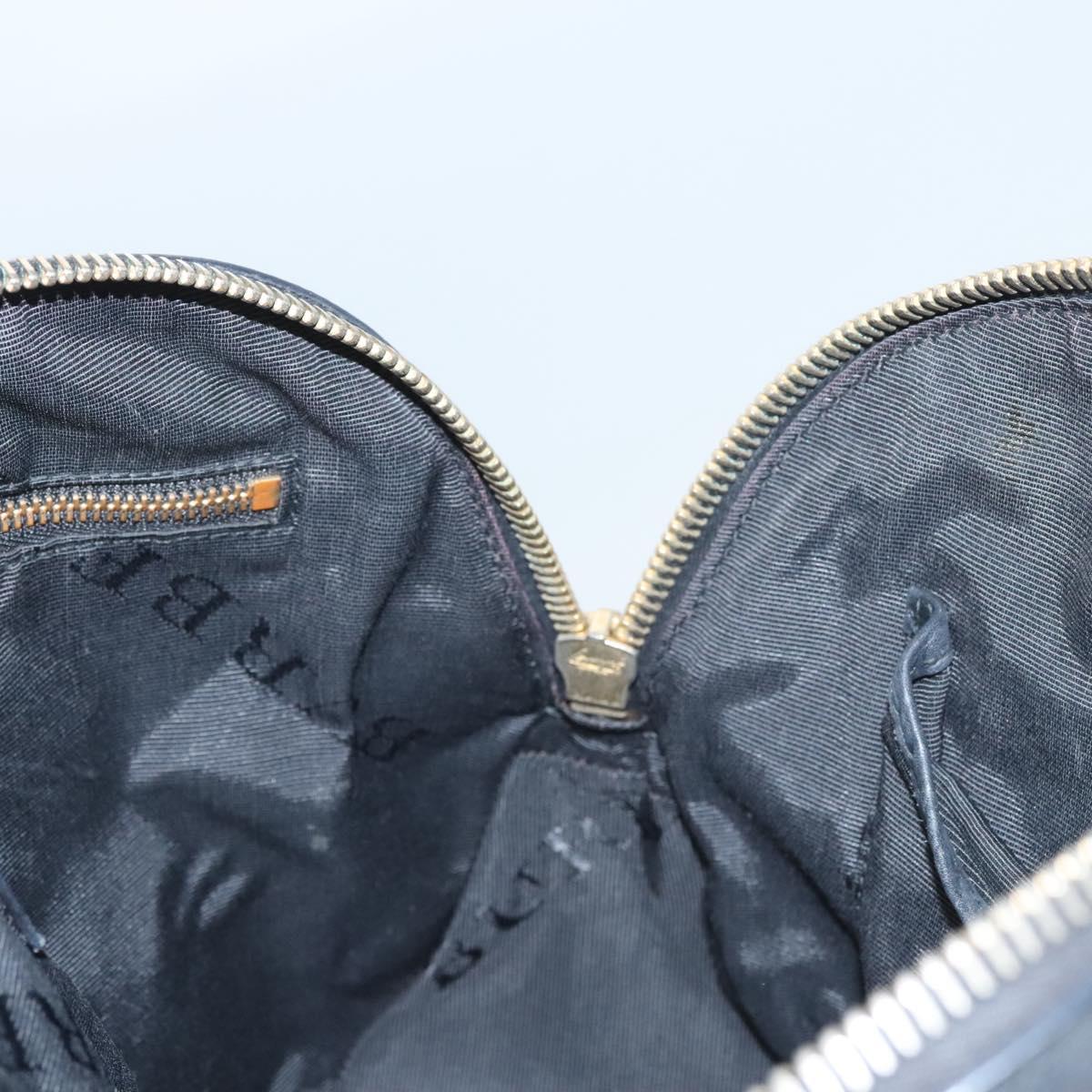 BURBERRY Hand Bag Leather Black Gold Auth 121067