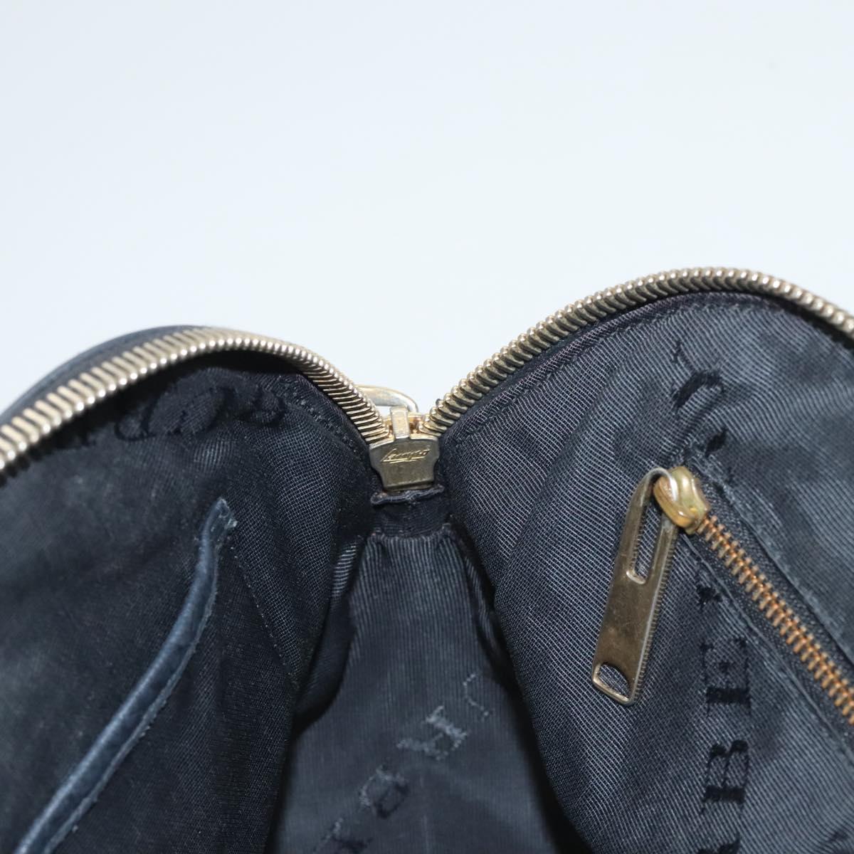 BURBERRY Hand Bag Leather Black Gold Auth 121067