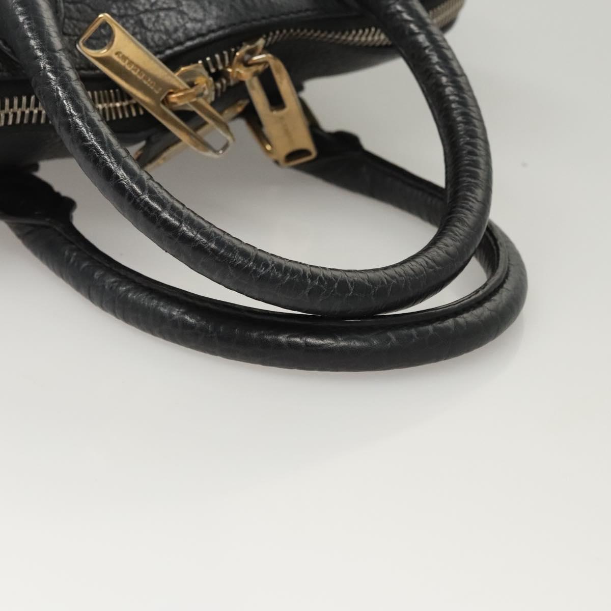 BURBERRY Hand Bag Leather Black Gold Auth 121067