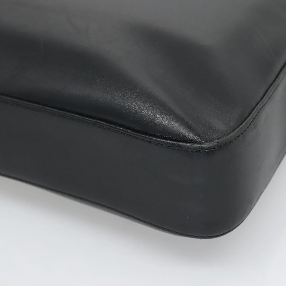 BURBERRY Hand Bag Leather Black Silver Auth 121079