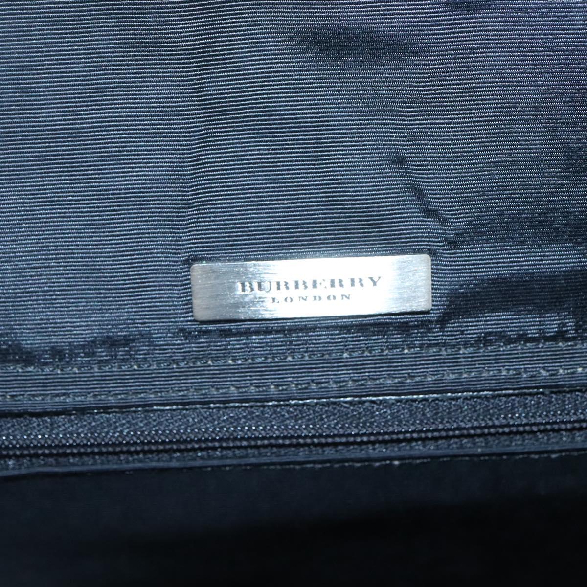 BURBERRY Hand Bag Leather Black Silver Auth 121079