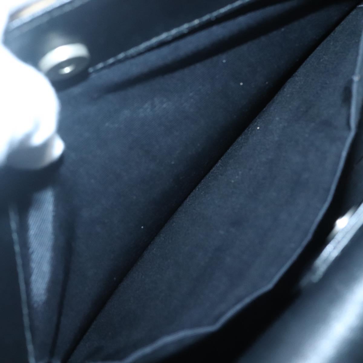 BURBERRY Hand Bag Leather Black Silver Auth 121079