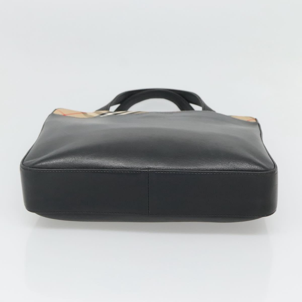 BURBERRY Hand Bag Leather Black Silver Auth 121079