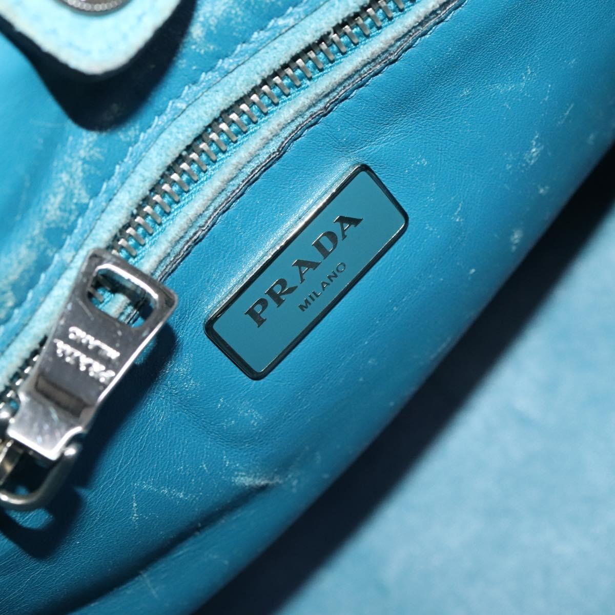 PRADA Hand Bag Suede 2way Blue Silver Auth 121083