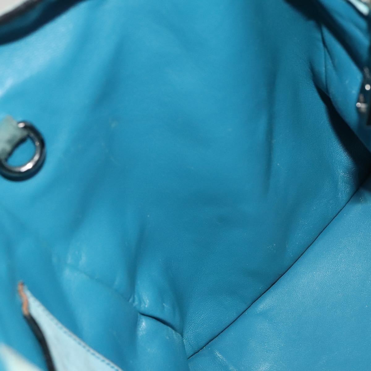 PRADA Hand Bag Suede 2way Blue Silver Auth 121083