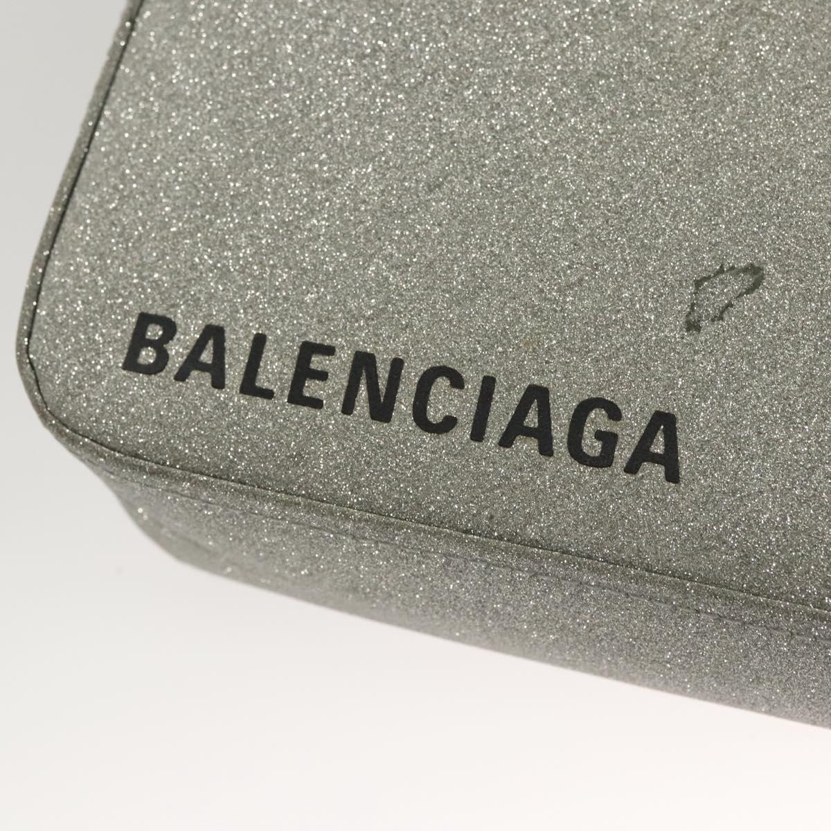 BALENCIAGA Triangle Duffle XS Hand Bag Leather 2way Silver 531048 Auth 121086