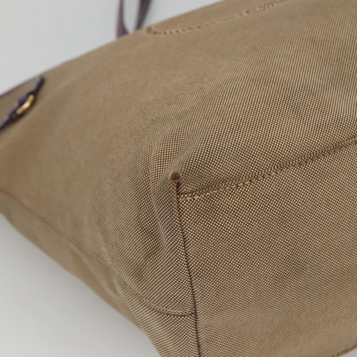 PRADA Hand Bag Canvas Khaki Auth 121093