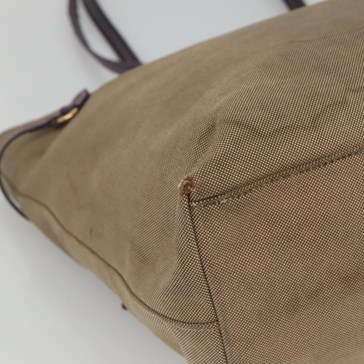 PRADA Hand Bag Canvas Khaki Auth 121093