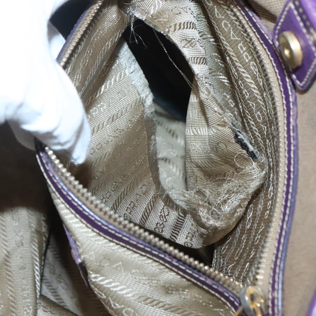 PRADA Hand Bag Canvas Khaki Auth 121093