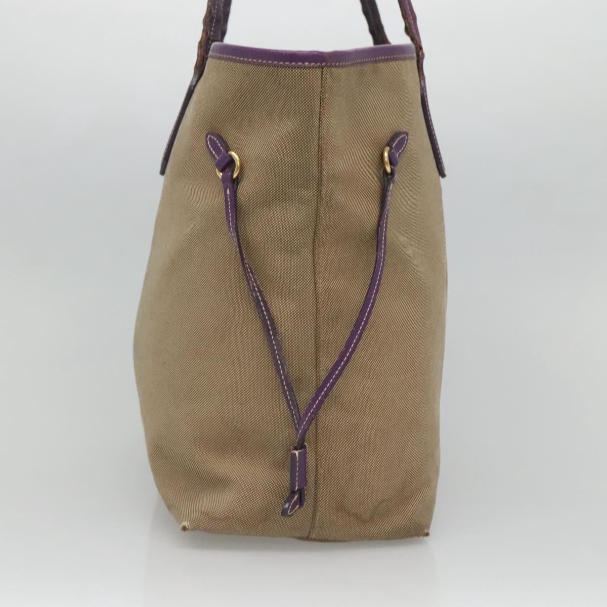 PRADA Hand Bag Canvas Khaki Auth 121093