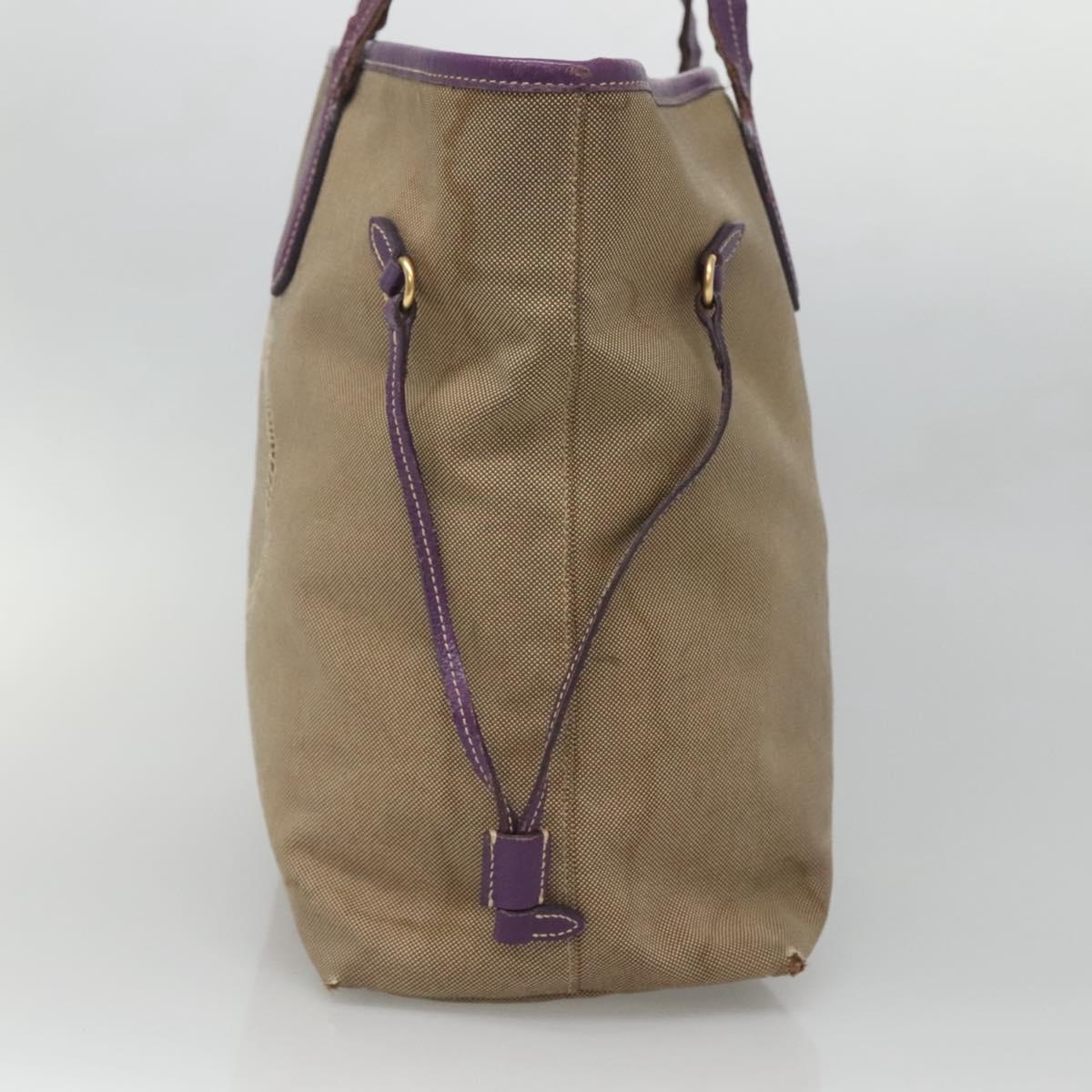 PRADA Hand Bag Canvas Khaki Auth 121093