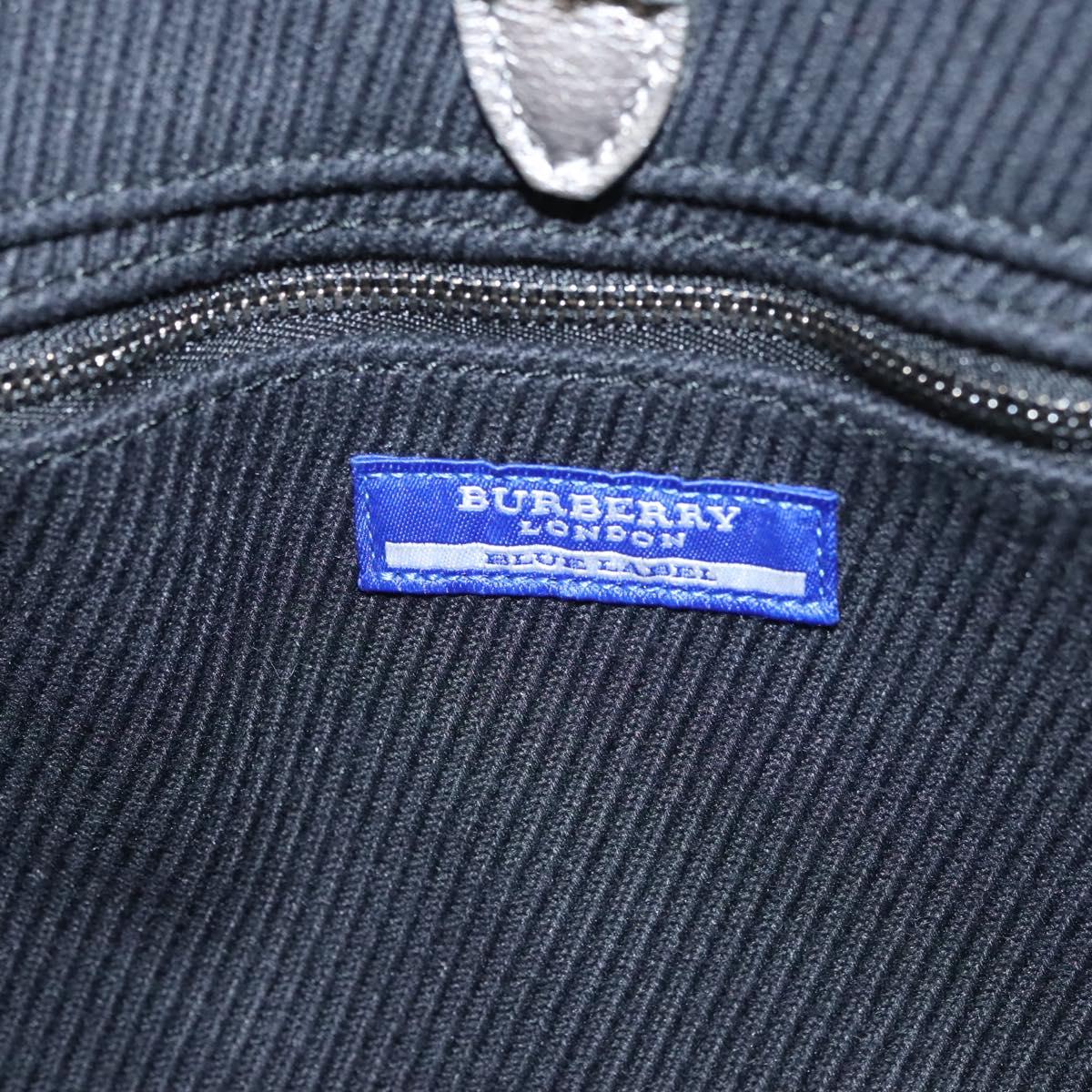 BURBERRY Blue Label Hand Bag Canvas Black Silver Auth 121101